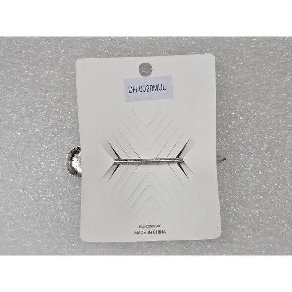 Western Style Silver Tone & Faux Turquoise Multicolor Hair Clip Barrette - Picture 3 of 3